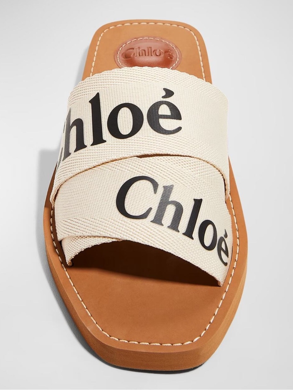 Chloé Woody Logo Canvas Slide Sandals Size 40